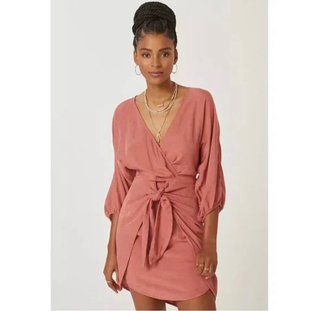Anthropologie Pink Wrap Tie Dress - New